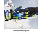 Ski Gloves 100 Waterproof Warm Snow Blue - White