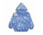Dadawen Girls Rain Jackets Lightweight Hooded Cotton Raincoats Windbreakers for Kids-Blue