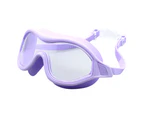 Large Frame Swimming Goggles, High-Definition Anti-Fog Goggles, Adult One-Piece Swimming Goggles For Men And Women - Purple