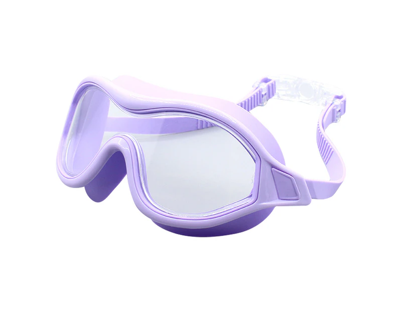 Large Frame Swimming Goggles, High-Definition Anti-Fog Goggles, Adult One-Piece Swimming Goggles For Men And Women - Purple