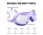 Large Frame Swimming Goggles, High-Definition Anti-Fog Goggles, Adult One-Piece Swimming Goggles For Men And Women - Purple