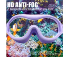 Large Frame Swimming Goggles, High-Definition Anti-Fog Goggles, Adult One-Piece Swimming Goggles For Men And Women - Purple