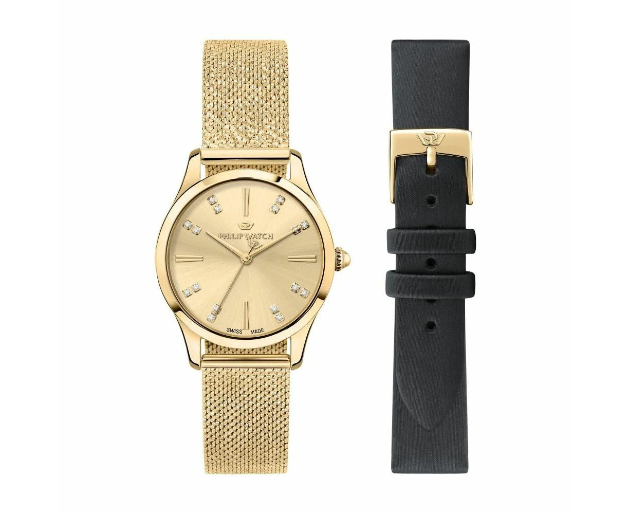 Philip Watch Grace Mod. Grace W/diamonds Special Edition Swiss Made Ladies Gold Mesh Strap Quartz Wristwatch