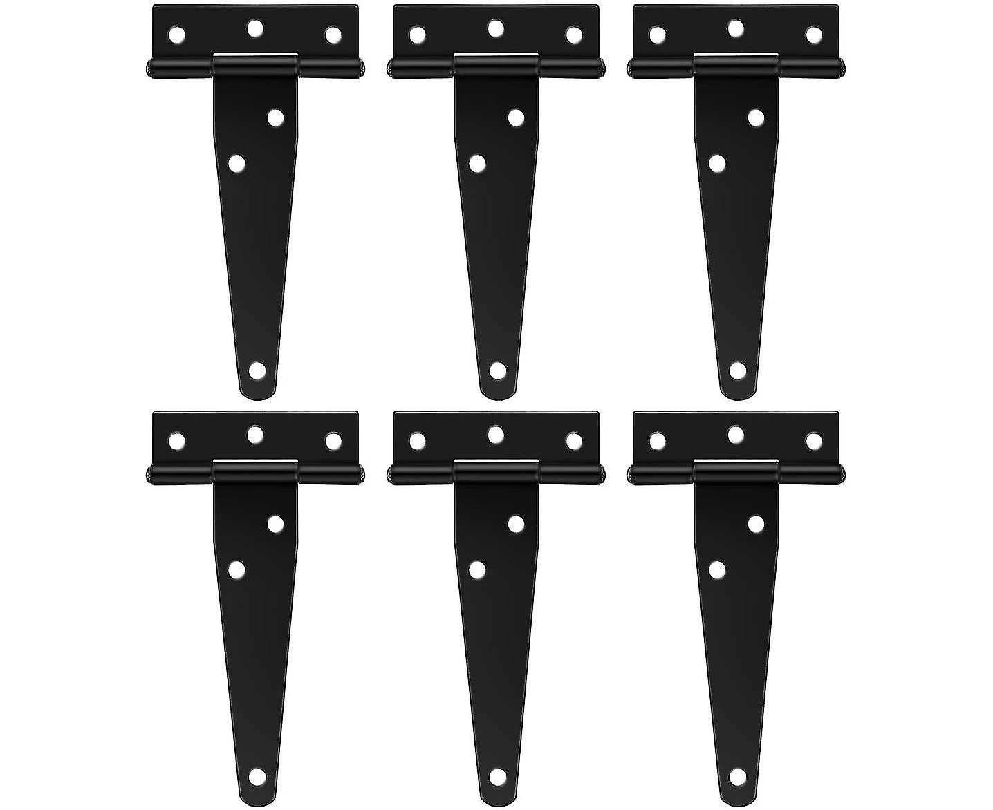 6 Pieces Black Heavy Duty T-hinge Wooden Door Hinges Or Metal Doors Rustproof Iron Barn Door Hinges