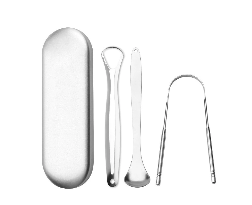 Tongue Scraper Cleaner - 3 Pack Stainless Steel Tongue Scraper With Travel Handy Cas,Silver