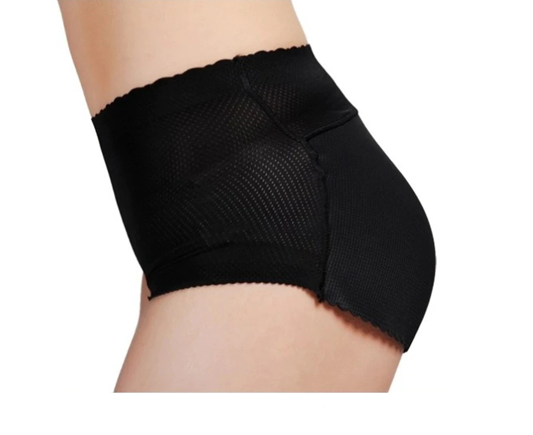 Breathable High waist Padded Butt Enhancer Shaper Hip Up Lady Sexy Panties Seamless Soft Underwear - Black