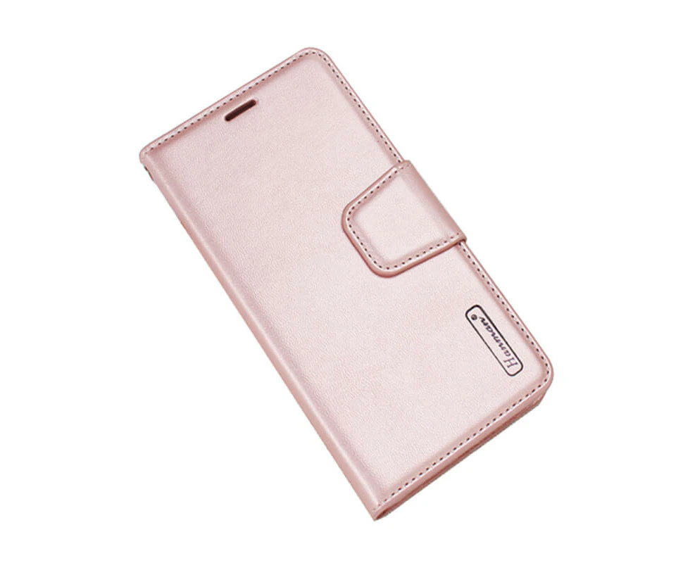 For Apple iPhone 12 Pro Case, Hanman Wallet Leather Flip Magnetic Stand Case Cover (Rose Gold)