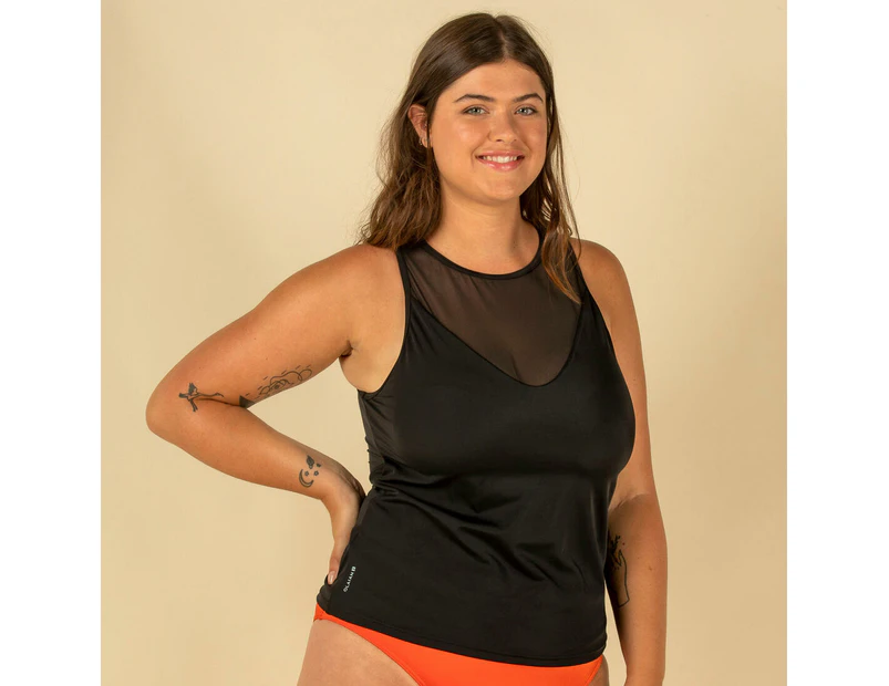 DECATHLON OLAIAN Women's Swimsuit Top Tankini Removable Cups - Mai Black