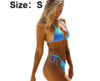 Women's Triangle Bikini Halter String Bathing Suits Two Piece Swimsuit - Blue