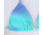 Women's Triangle Bikini Halter String Bathing Suits Two Piece Swimsuit - Blue