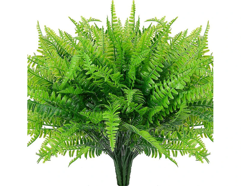 4pcs Artificial Fake Boston Fern Plastic Plants Bushes Artificial Ferns Plant For Outdoor Uv Resistant (green)