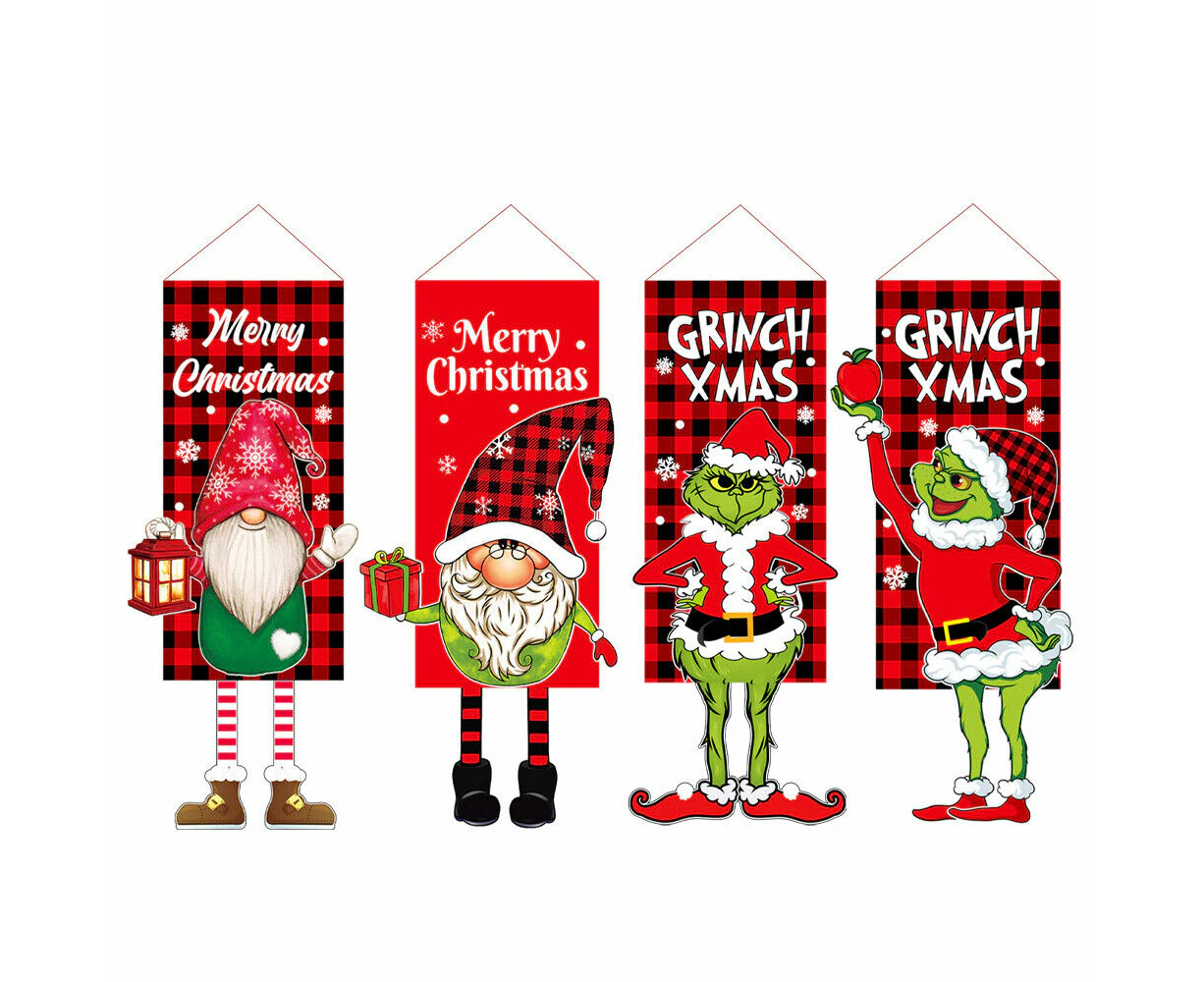 4Pcs Christmas Decorations Grinch Hanging Feet Doll Hanging Doll Hanging Flag