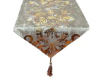 Toscano Hot Stamping Classic Floral Table Runner With Tassel-Yellow