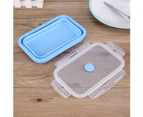 800Ml Silicone Collapsible Portable Lunchbox Bowl Folding Food Storage Container Blue