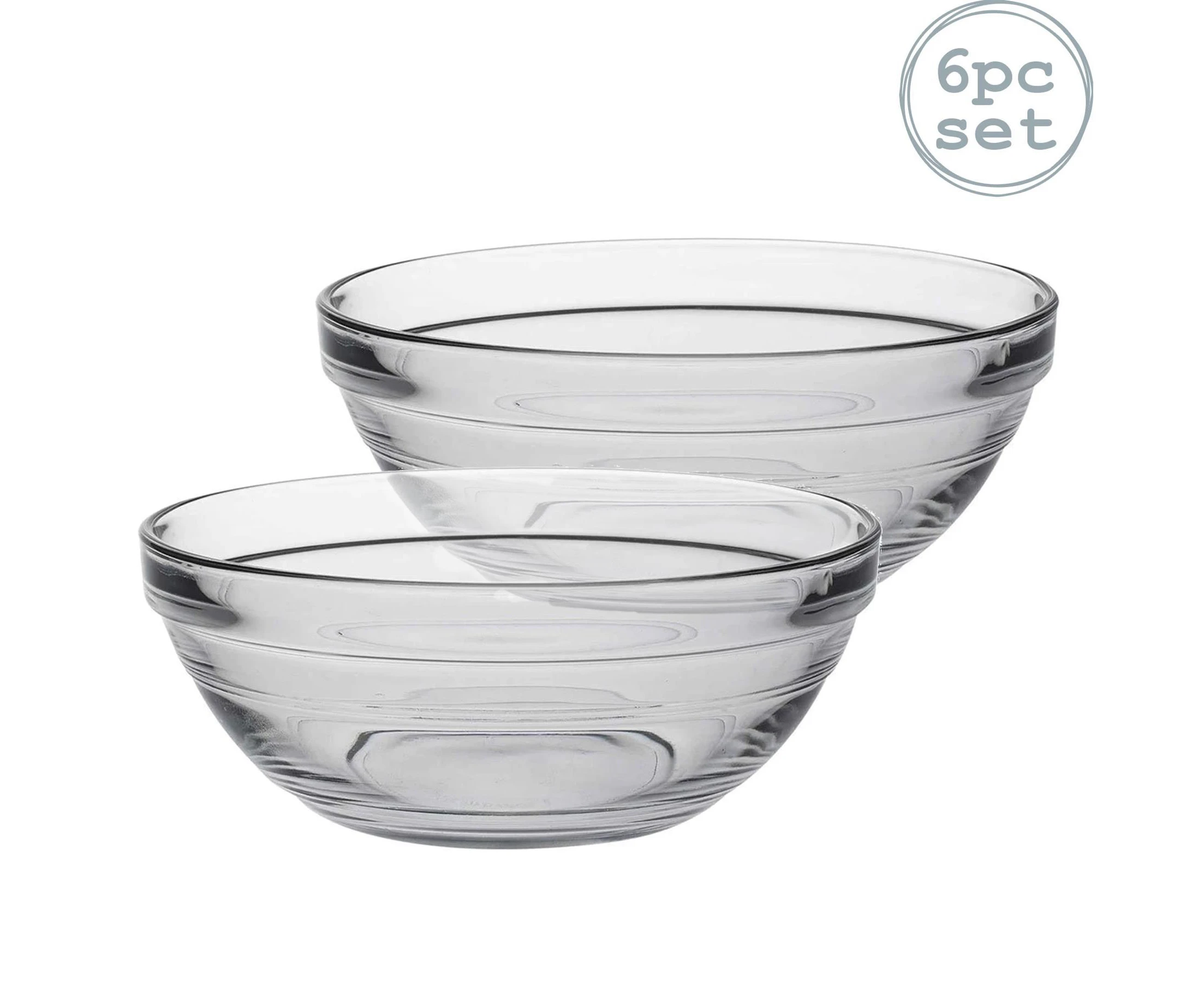 Duralex Lys Glass Nesting Mixing Bowls - 14cm - Pack of 6