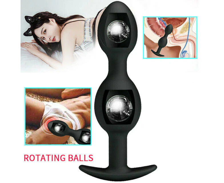 Wearable Anal Beads Butt Plug Rotating Balls G-spot Stimulator Men Women Sex Toy