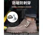 Work Safety Shoes For  Womens Genuine Leather Steel Toe Shoes Lightweight Breathable Toe Sneakers Construction Safety Shoes Grey