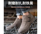 Work Safety Shoes For  Womens Genuine Leather Steel Toe Shoes Lightweight Breathable Toe Sneakers Construction Safety Shoes Grey