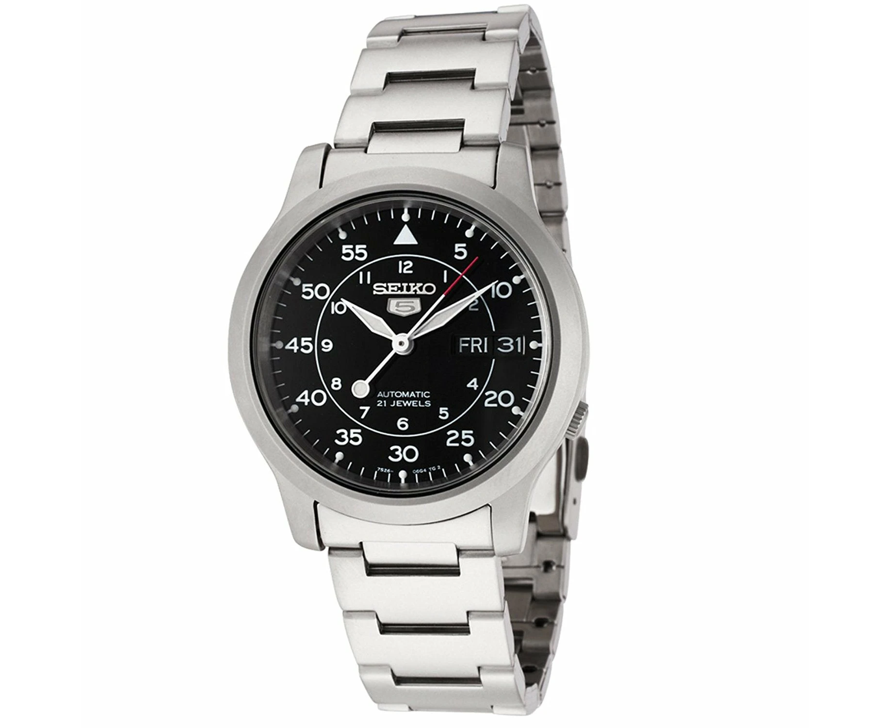 Seiko 5 SNK809 K1 Silver Stainless Steel Black Dial Automatic Men's Watch