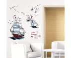 SAILBOAT wall stickers large (98X87cm) I boat fish sea ocean waterproof stickers I wall sticker for bathroom tiles, children's room baby teenager boy girl
