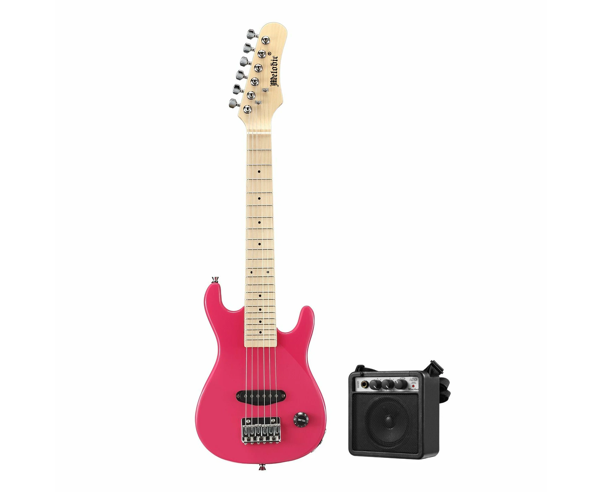 Melodic 30 Inch Children Kids Electric Musical Instrument Guitar w/ 5W Amp Picks Gig Bag Pink