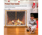 2-Panel Fireplace Screen w/ Double Door Fire Spark Guard Safety Fence Glod