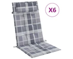 vidaXL Highback Chair Cushions 6 pcs Grey Check Oxford Fabric