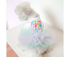 ishuif Pet Tulle Dress Comfortable Adorable Letter Printing Pet Puppy Dog Birthday Princess Dress Pet Supplies-White XS