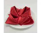 puluofuh 6Pcs Dinner Napkins Careful Trim Soft Fabric Neat Decorative Color Satin Square Shape Table Napkins Hotel Accessories-Red 30cm
