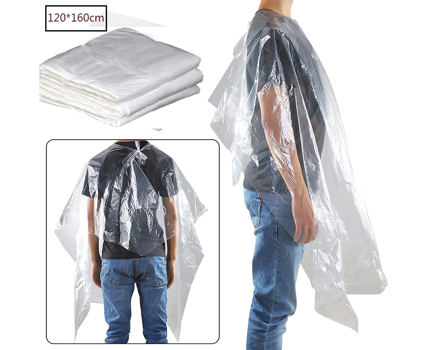 Hairdressing Capes, 50Pcs Disposable Hair Cutting Capes Transparent Waterproof Haircut Apron Hair Salon Capes for Adult Kids