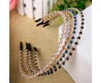 puluofuh Fashion Handmade Single Row Rhinestones Women Girls Headband Hair Hoop Headwear-Blue