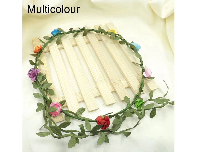 puluofuh Wedding Bridesmaid Boho Floral Flower Festival Forehead Headband Hair Garland-Multicolour