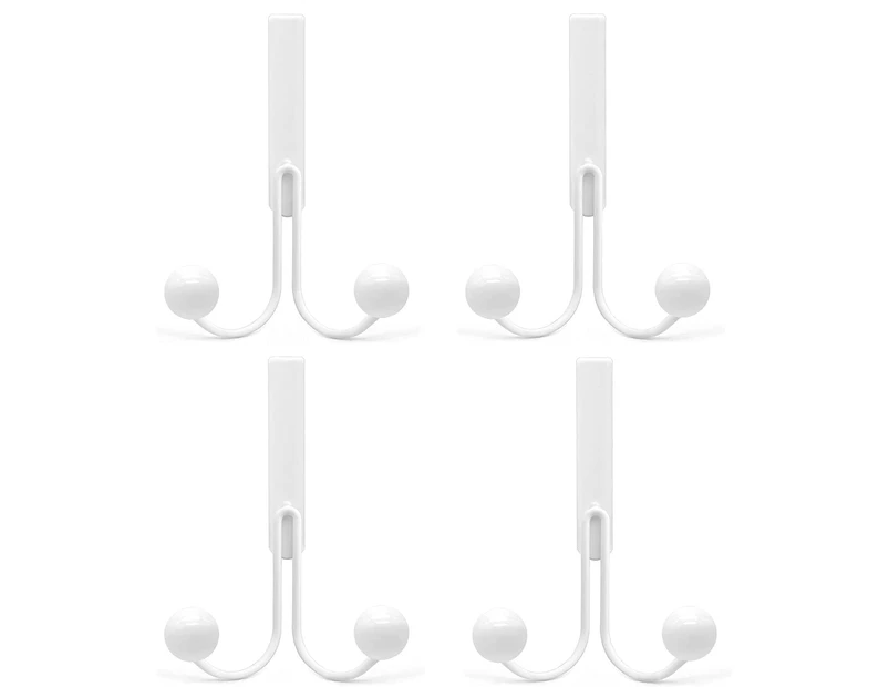4 Pack Over The Door Hooks For Clothes, Metal Over The Door Hanger 2 Hooks Over Door Hooks,White