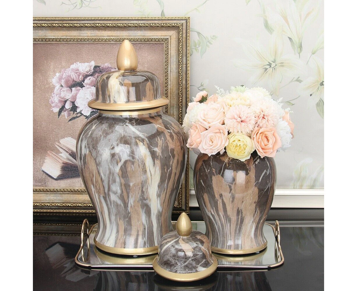 Ceramic ginger jars with lid storage marble design jar party desk flower vase s2