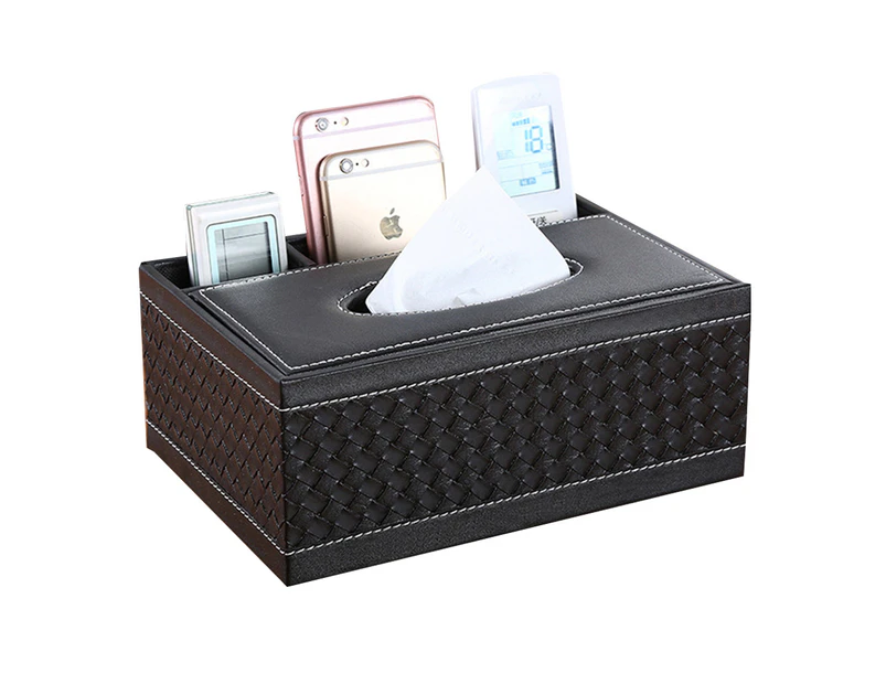Multi-Functional Leather Tissue Box Household Vehicle-Mounted Paper Box Napkin Box,Braid