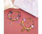 132Pcs DIY Bracelet Kids Charm Bracelet Making Kit Beads Bracelet DIY Craft-Pink and Purple