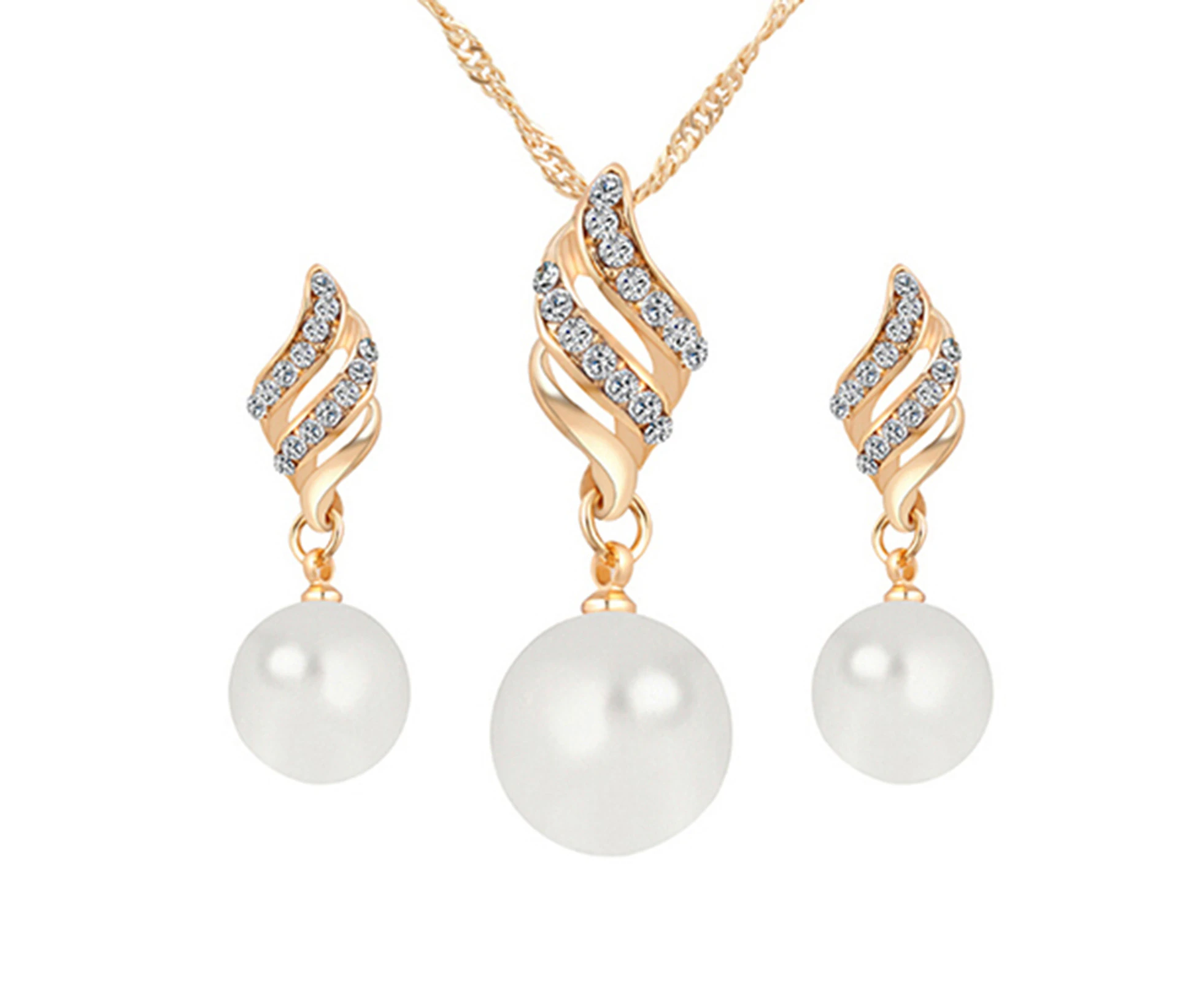 SunnyHouse Earrings Faux Pearls Durable Alloy High Quality Elegant Color Earring Set for Travel-Golden