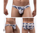 Men Underpants Breathable Washable Non-pilling High Elasticity Low Waist Daily Wear Ultra Soft Floral Print Male Panties Men Clothing