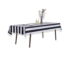 3Pcs Striped Tablecloth , Geometric Stripe Waterproof Table Cloth For Party Kitchen Dining Room,137*274Cm,Black And White