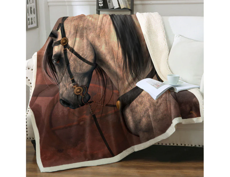 Throws Kids Size: 130cm x 150cm The Traveler Solid Strong White Horse