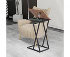 Todeco C Shaped End Table with Tiltable Top, Rolling Side Table for Couch Sofa Bed, Tv Tray, for Living Room, Bedroom, Brown & Black