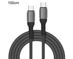 Data Cable 2-in-1 Fast Charging 5A PD 100W Type-C to Type-C Charging Cord for Laptop - Black