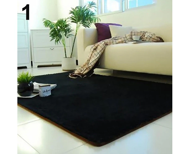 siyi Living Room Bedroom Home Anti-Skid Soft Shaggy Fluffy Area Rug Carpet Floor Mat-Black