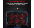 Gaming Laptop Cooler Adjustable 2 USB Port 6 Fans Notebook Cooling Pad Stand - Red