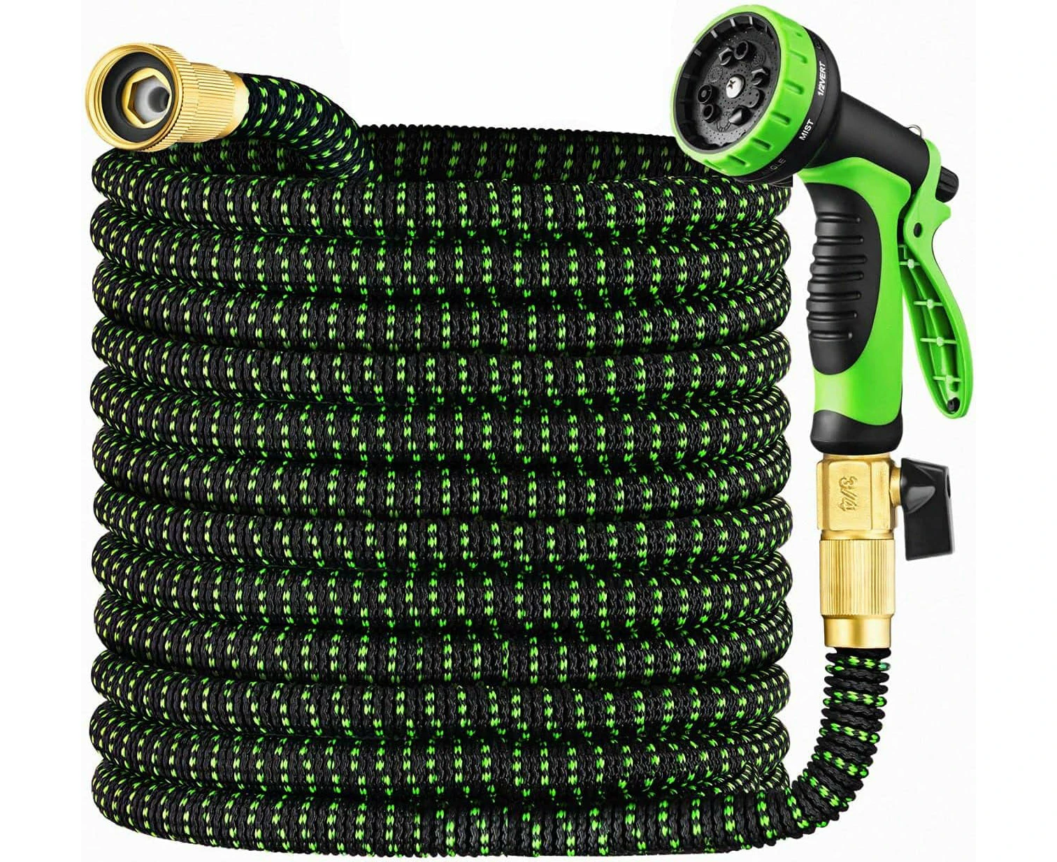 Garden Hose 50 Ft & Nozzle, Expandable Garden Hose Heavy Duty, Retractable Water Hose 10 Function Nozzle, Hose With Solid Brass Fittings & Durable Latex Co