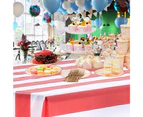3Pcs Striped Tablecloth , Geometric Stripe Waterproof Table Cloth For Party Kitchen Dining Room,137*274Cm,Red White