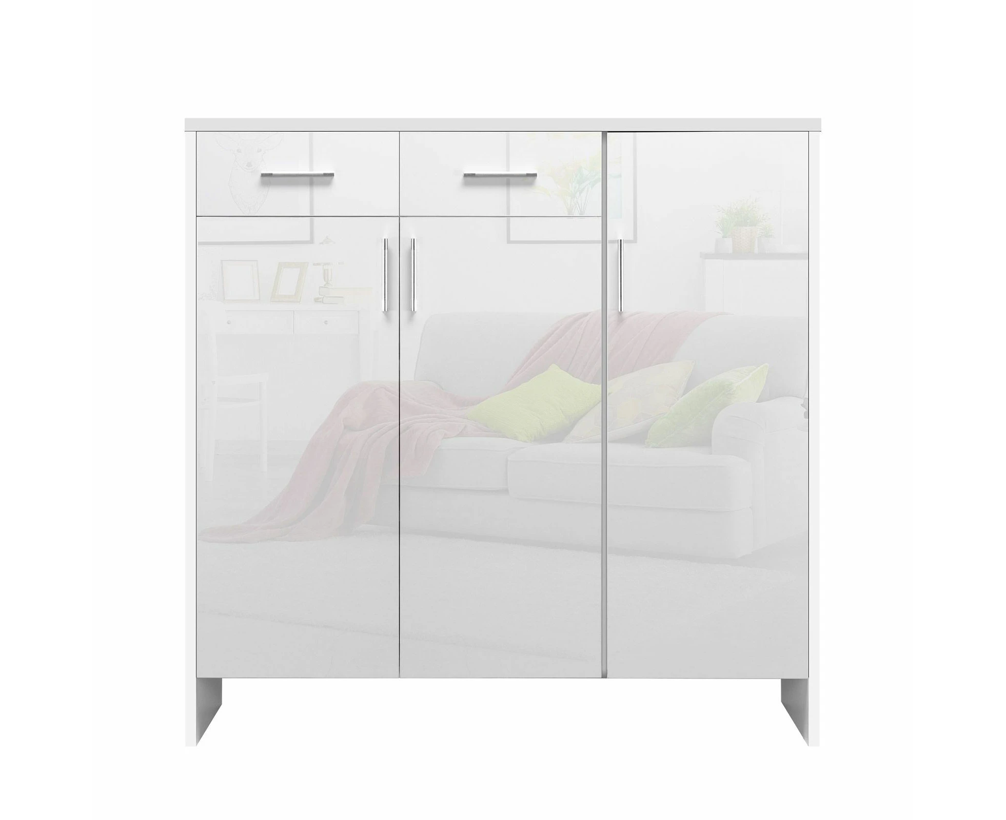 Wooden Shoe Storage Cabinet High Gloss Rack Organiser Shelf Drawer White with Doors RGB Light