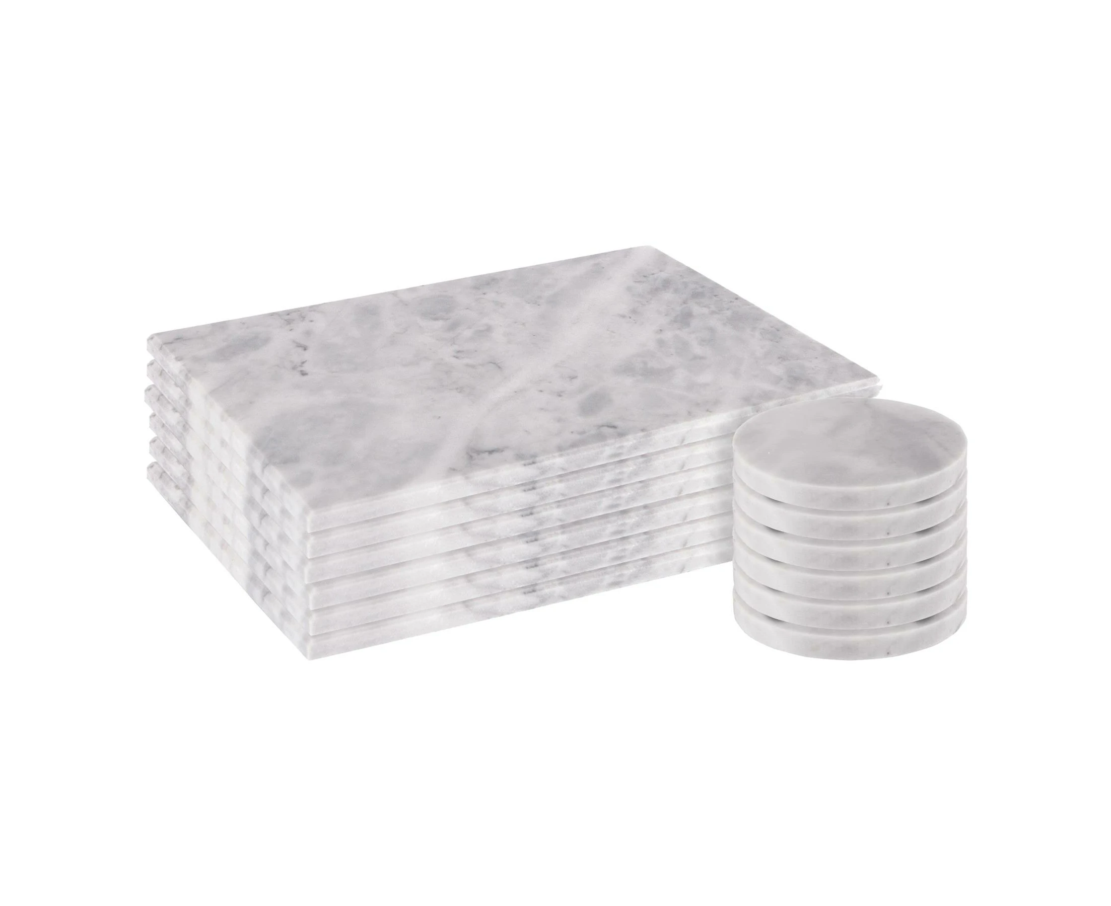 Argon Tableware 12pc Marble Placemats & Round Coasters Set - White