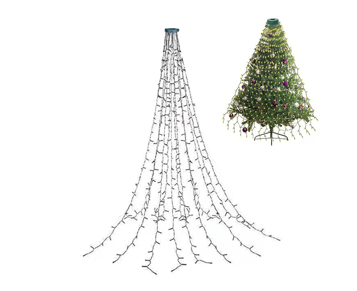 2M 200 LED Outdoor Cluster Christmas Tree Lights Christmas String Lights in for Outside Tree Party-Multicolor