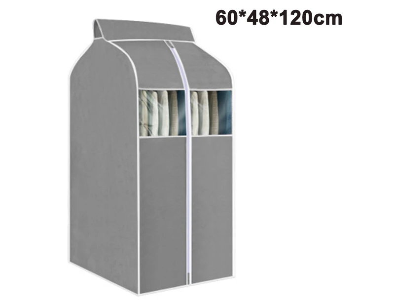 Clothes Bag Hanging Clothes Bag Storage Organizer With Clear Pvc Windows Clothes Rack Cover 60X48X120Cm Gray